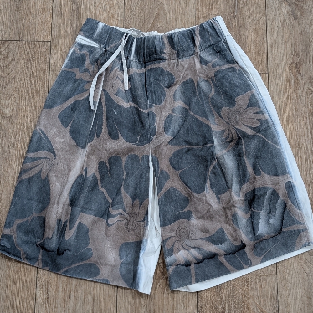 $1255 Mens DRIES VAN NOTEN "Plato" Pull On Shorts Dessin Medium